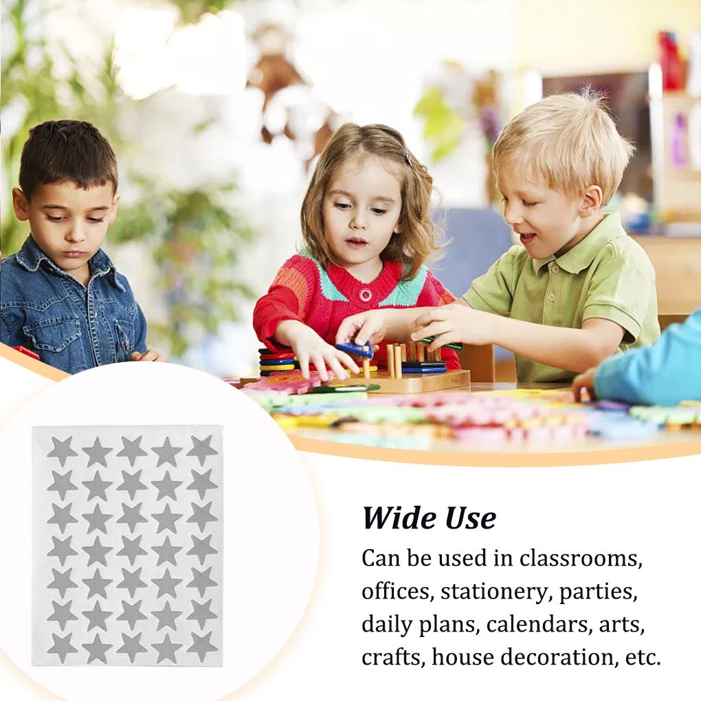 10 Sheets Award Flash Sticker Five-pointed Star Removable Praise Label Kindergarten Decorations Reward Decals Supplies