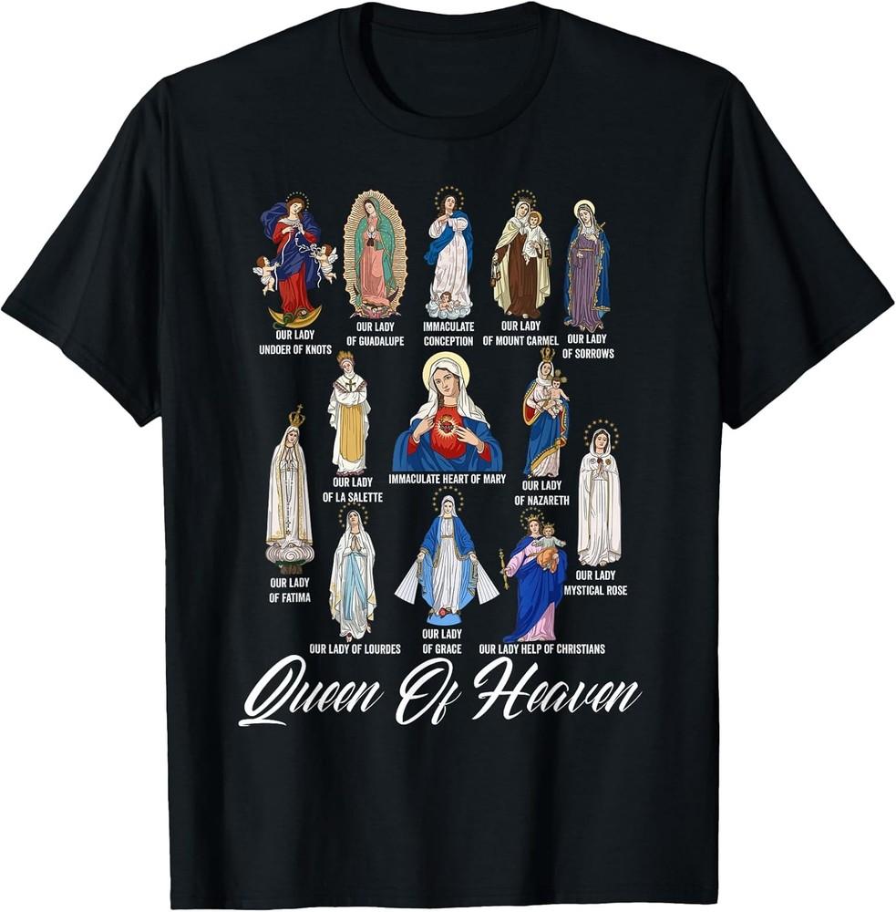 Our lady the blessed mother latin marian titles catholic tshirt S