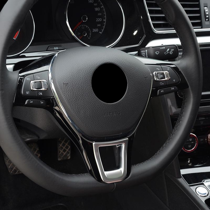 Silver Car Steering Wheel Decor Cover Frame Trim For VW Volkswagen  Teramont Atlas TROC Tiguan MK2 2017 2018 Styling