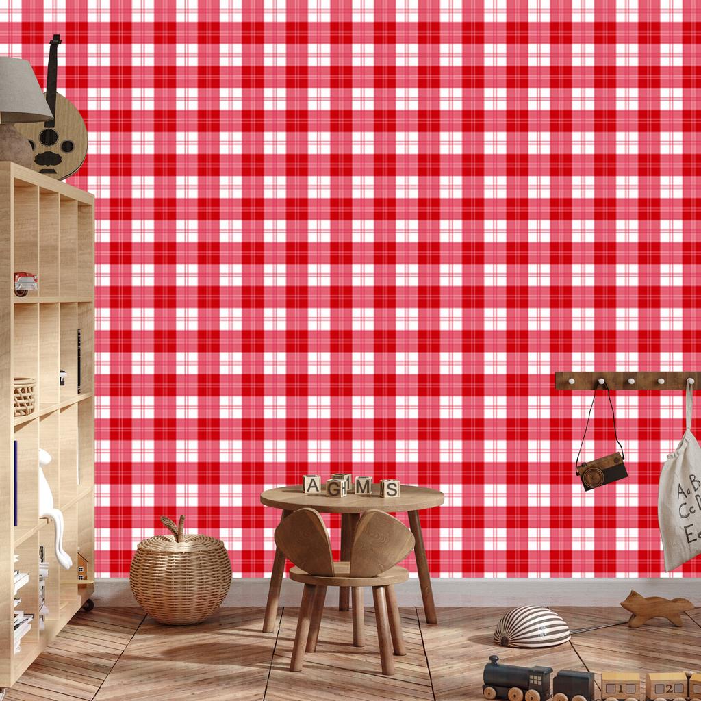 Red Checkered Wallpaper Coral and Red for Living Room and Bedroom 50x1000