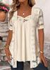 Elegant 2026 Summer Solid Color Lace Hollow Two-Piece Women's Top