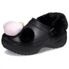 Crocs Eva Solid Thick Sole Fleece Clogs Women clogs Black 210691-001