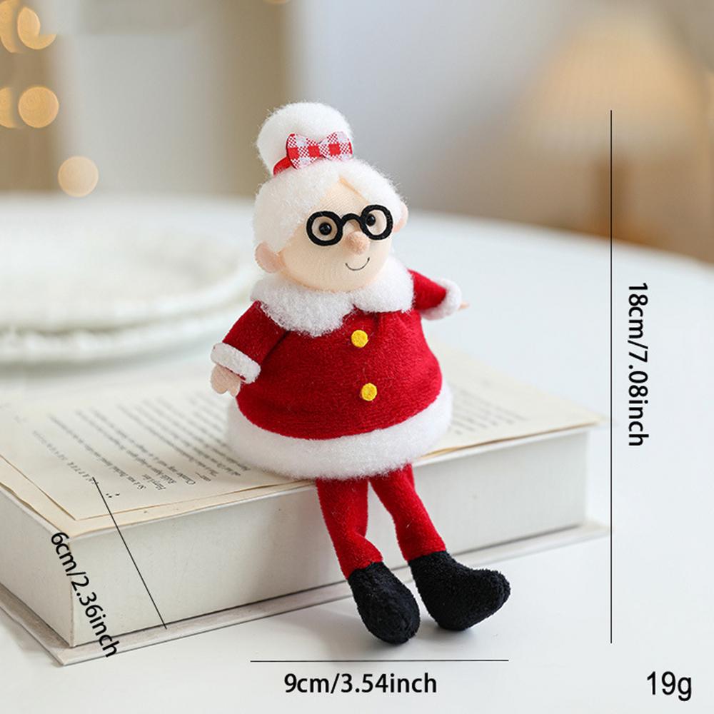 

Santa Claus Doll Soft Christmas Santa Claus Sitting Plush Holiday Plush Ornament Decoration for Car Shelf Home Living Room