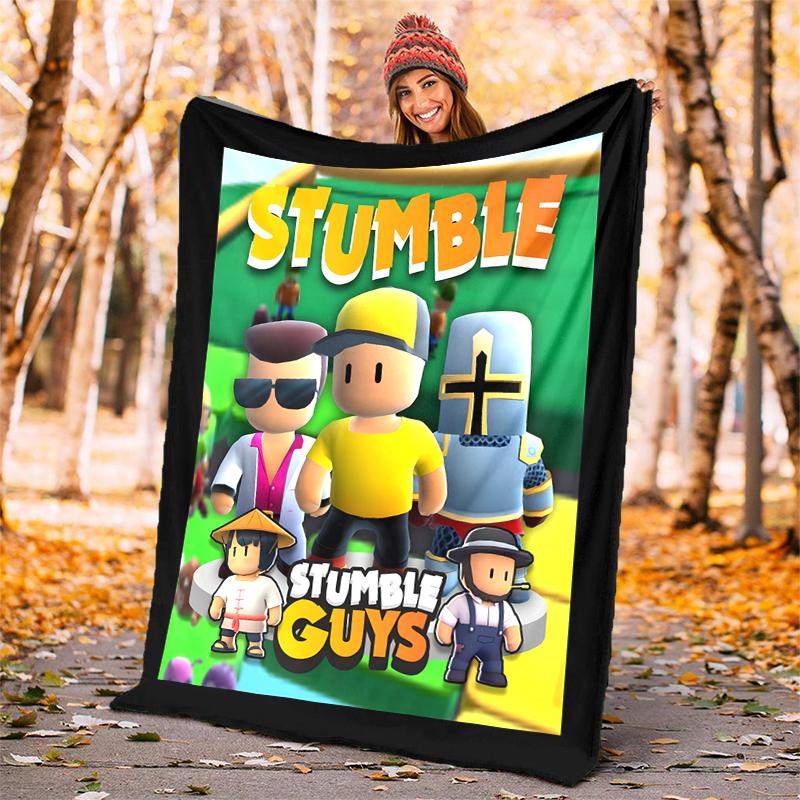 Stumble Guys Flannel Blanket Soft Warm All-Season Throw, Design for Camping, Car Travel, Hiking Sofa, Bed, Office Perfect Gift for Parties
