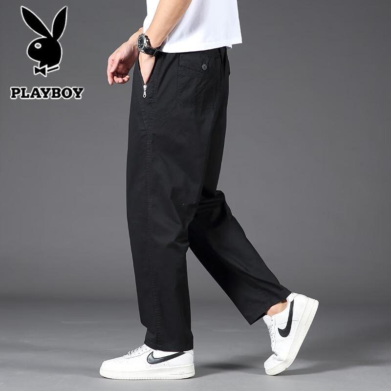 Playboy Men's Loose Fit Straight Cargo Pants