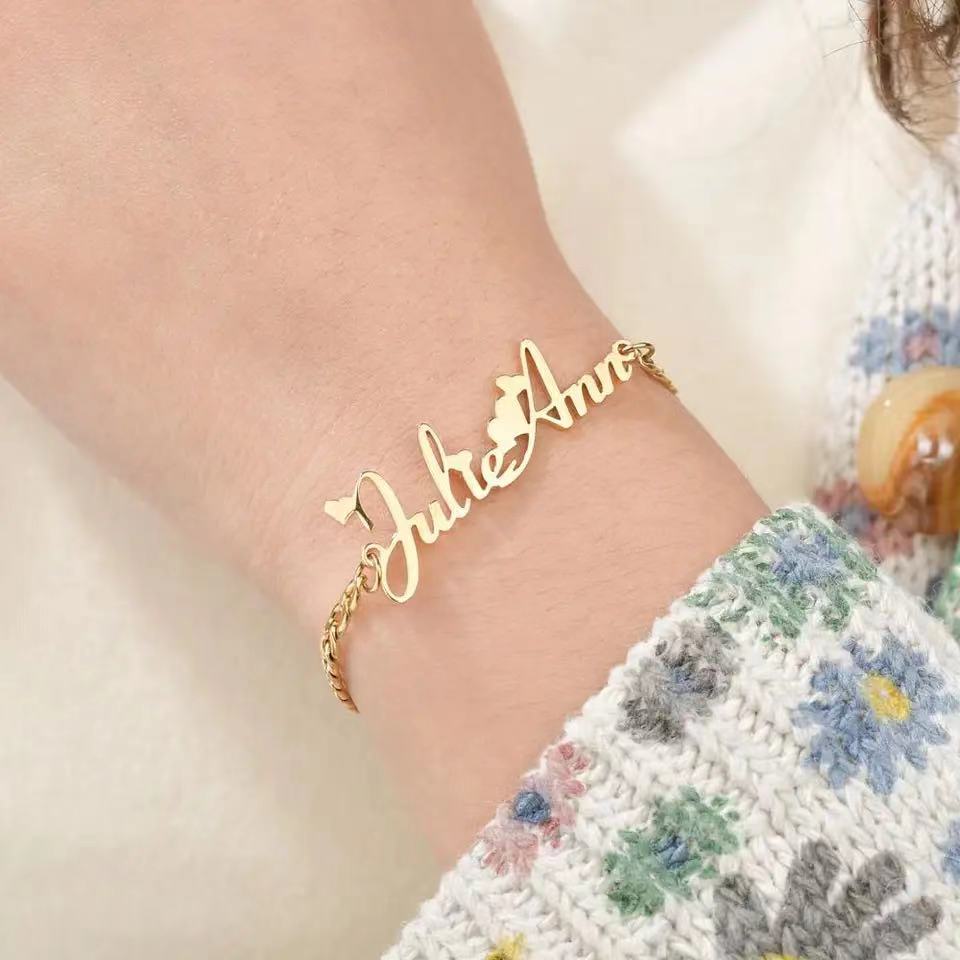 New Custom Charm Bracelet for Women Personalized Stainless Steel Cuban Bracelet Jewelry Accessories Boyfriend Couple Gift