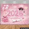 Arazzo Rosa Onirico per Laurea Sfondo con Numero Scintillante da Appendere alla Parete Decorazione per Feste Indoor Outdoor