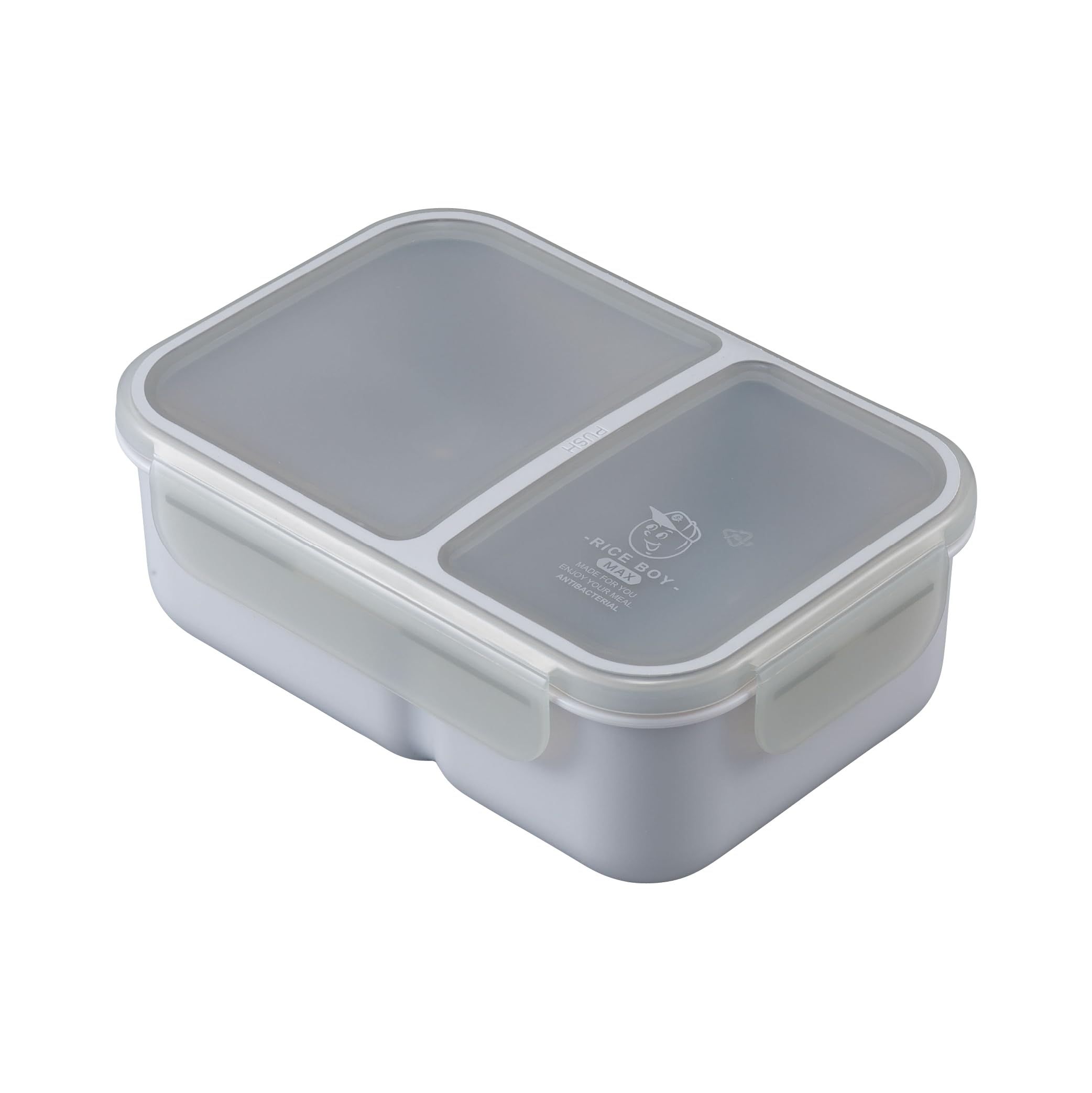 

CB Japan Rice Boy MAX Bento Light Secure with Double Sealing to Prevent DSK Box, 1300ml, Antibacterial, Gray, 4-Point Locking, Leaks,