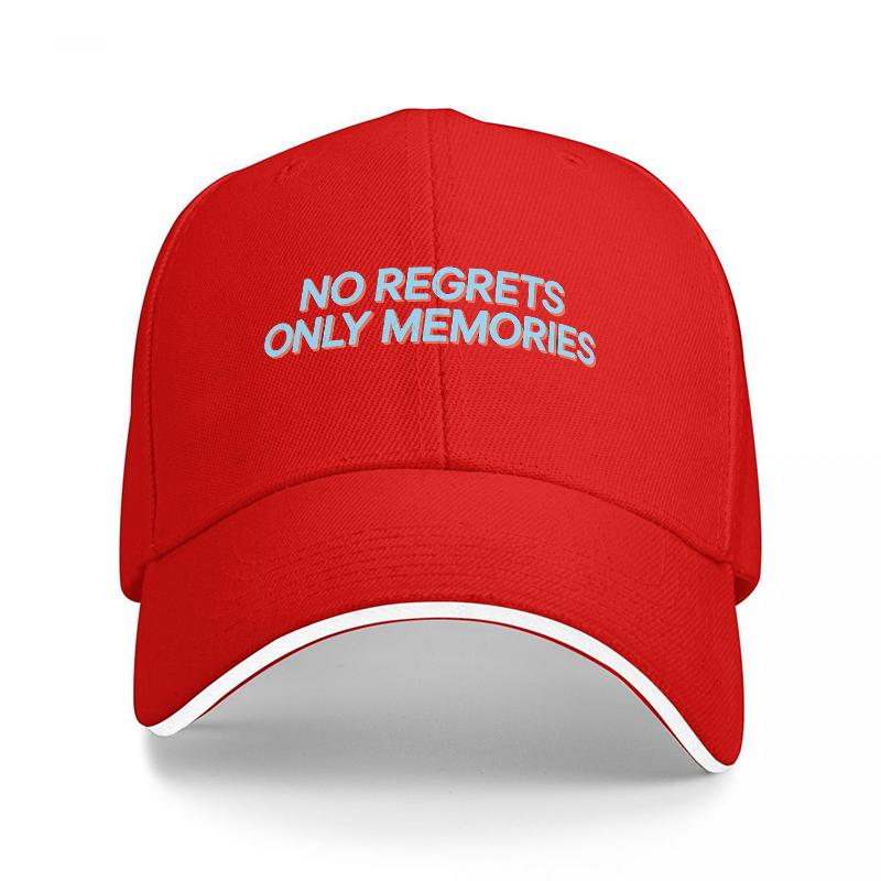 

NO REGRETS ONLY MEMORIES Embroidered Baseball Cap Black with White Trim Casual Streetwear Hat for Unisex and Women Adjustable
