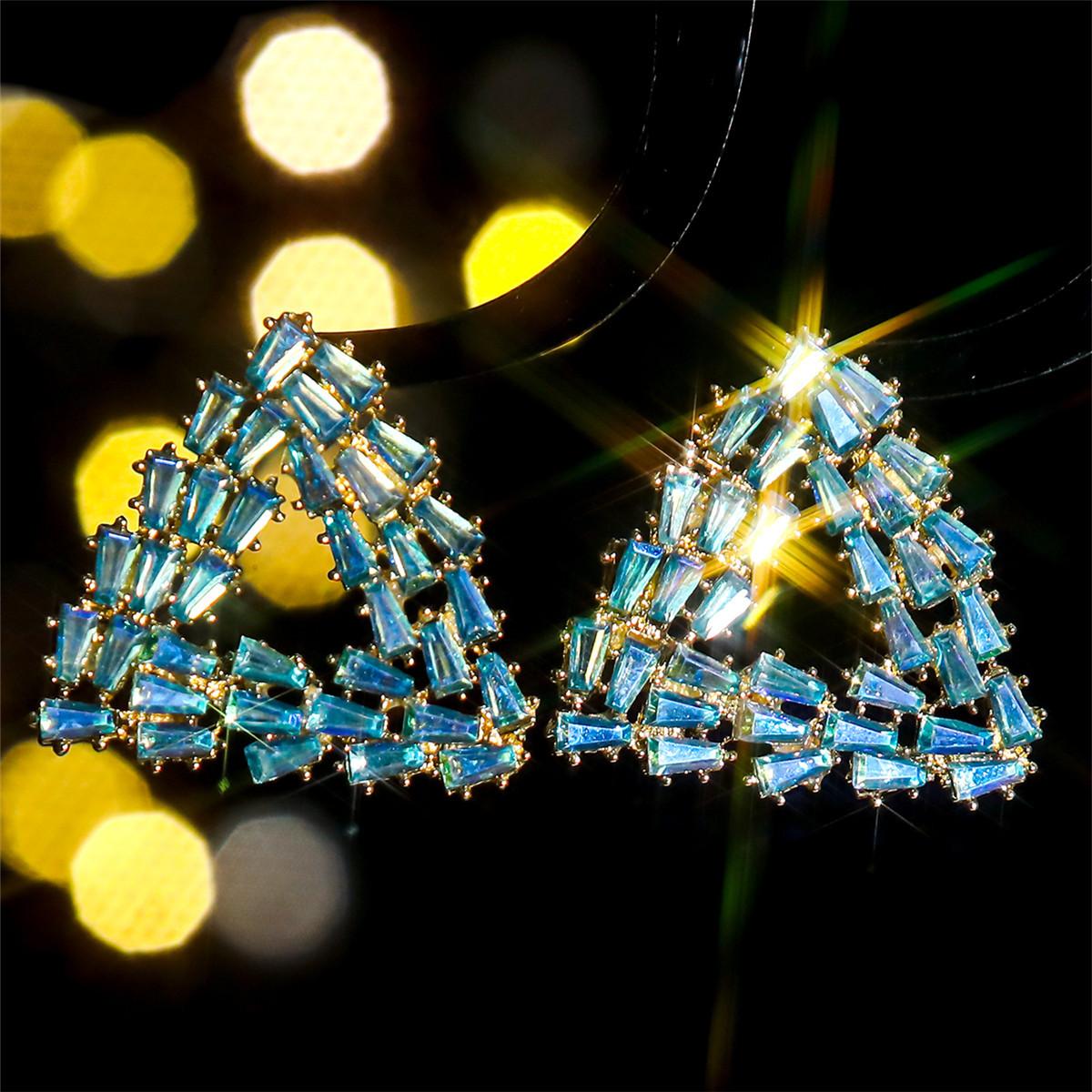 

Серьги-треугольники из цветного стекла со стразами, серьги-гвоздики с индивидуальностью, женские серьги высокого класса