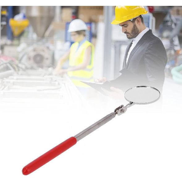 Telescoping Inspection Mirror , Round Extendable Mirror 2 . 25 Inch Diameter Circular and Black Handle , great for Mechanics , Contractors , HVAC