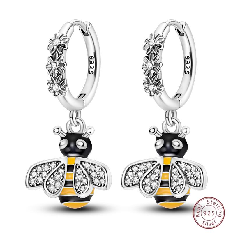 Sweet 925 Silver Ladybug Butterfly Dragonfly Iris Flower Design Earrings Fit Wedding Parties Exquisite Jewelry