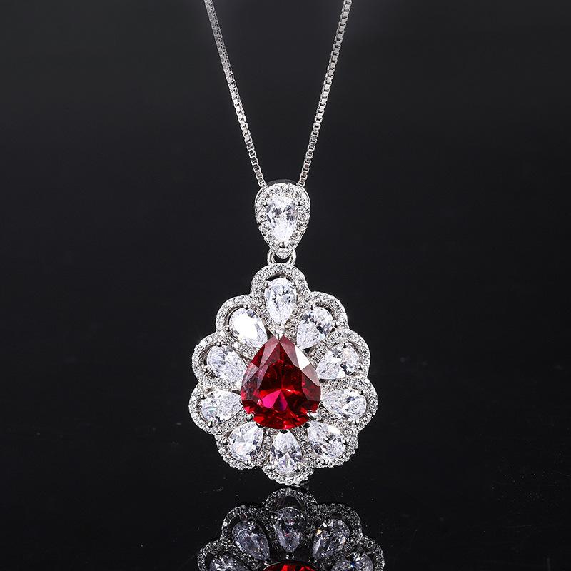 

Ювелирный кулон имитация красного сокровища сапфир в форме капли воды кулон ручной работы с бриллиантами 10 * 12
