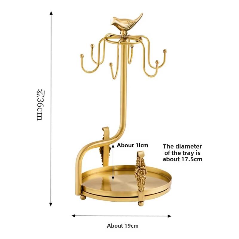 Luxury European-style Brass Coffee Cup Holder Elegant Cup Saucer Storage Rack Stylish Cups Storage Organizer Durability