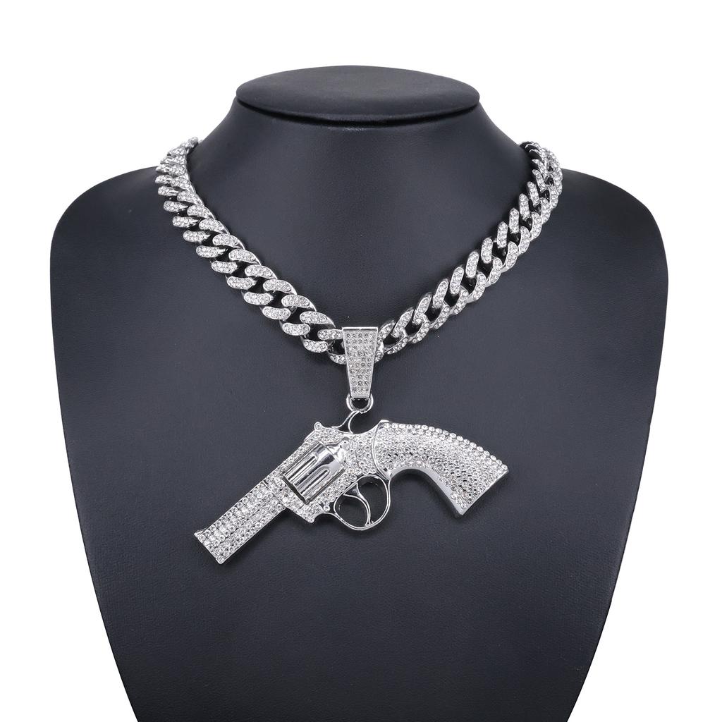 Pistola Gioiello Temu Ciondolo in Lega Strass, Personalizzato da Uomo Esagerato Rap Trendsetter Stile Hip Hop Ciondolo