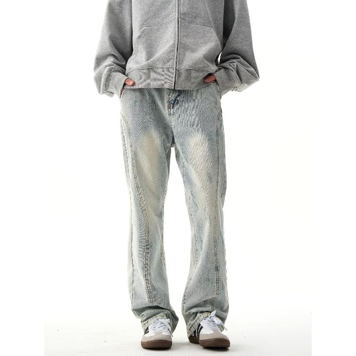 Retro Jeans Men'S Autumn New Style Explosive Street Hooligan Handsome Casual Pants For Teenagers Loose Straight Leg Wide Leg Men'S Pants