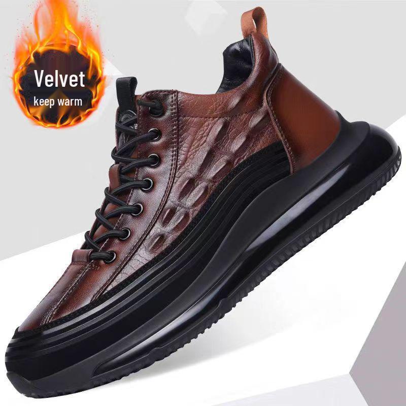 Spring Men's Versatile Crocodile Pattern Leather Sports Shoes - Breathable, Trendy, Douyin-Style
