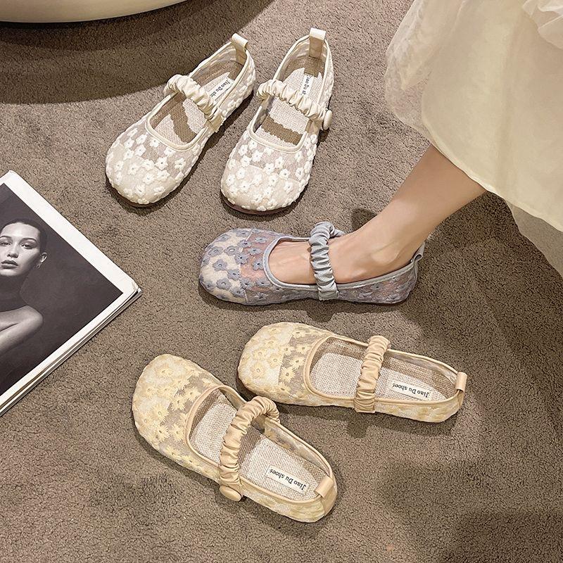 Modne Damskie Płaskie Buty Kwiatowe Dziurkowane Okrągły Nosek Mary Jane dla Kobiet Szykowny Szpic Eleganckie i Modne Wysoka Jakość Moda na Wyprzedaży 39