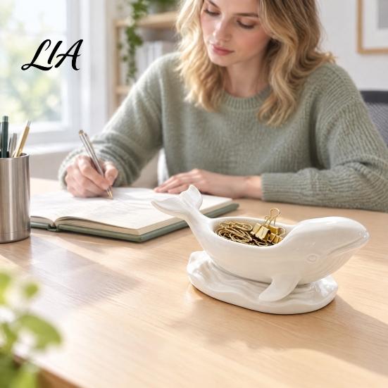 Whale Storage Tray for Jewelry Shaped Decorative Bowl, Ocean Theme Ring Earring Bohemian Style Desktop Accessory Necklace, Candle Holder, Succulent