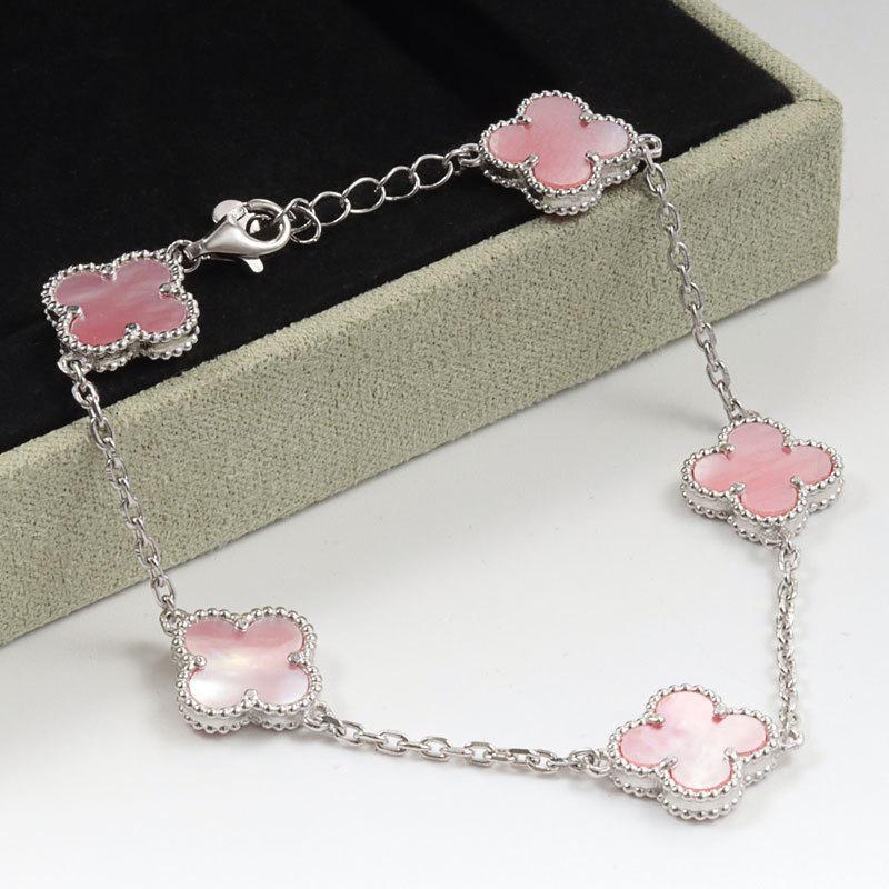 Браслет «Счастливый пятицветный четырехлистный клевер» для мужчин и женщин, 18K, агат, перламутр, Seiko, высококачественный браслет