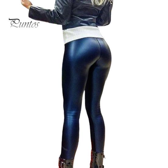 Women Pants Spring Autumn Solid Color High Waist Good Stretch Slim Pencil Fit Faux Leather Trousers Sexy Hip Lift Streetwear Lady Leggings