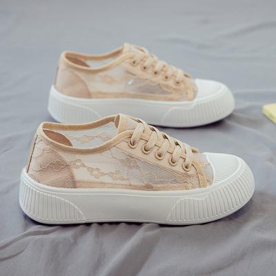 Mode Damen Schuhe 2025 Sommer Neu Spitze Mesh Atmungsaktive Canvas Schuhe Modetrend Weiche Sohle Atmungsaktive Freizeitschuhe Damen