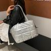 Quilted Solid Color Padded Travel Bag Portable Stylish Large Capacity Handbag for Women Sports Work & Everyday Use