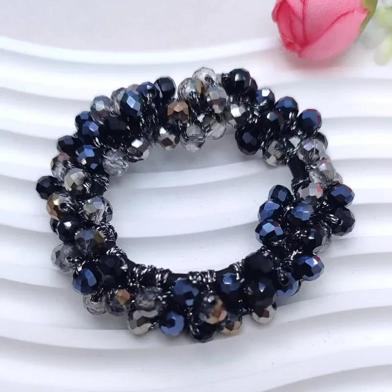 

Плетеная повязка для волос с фиолетовым кристаллом, элегантная резинка для волос для высокого хвоста, шикарные резинки для волос, аксессуары для волос, эластичные повязки для волос