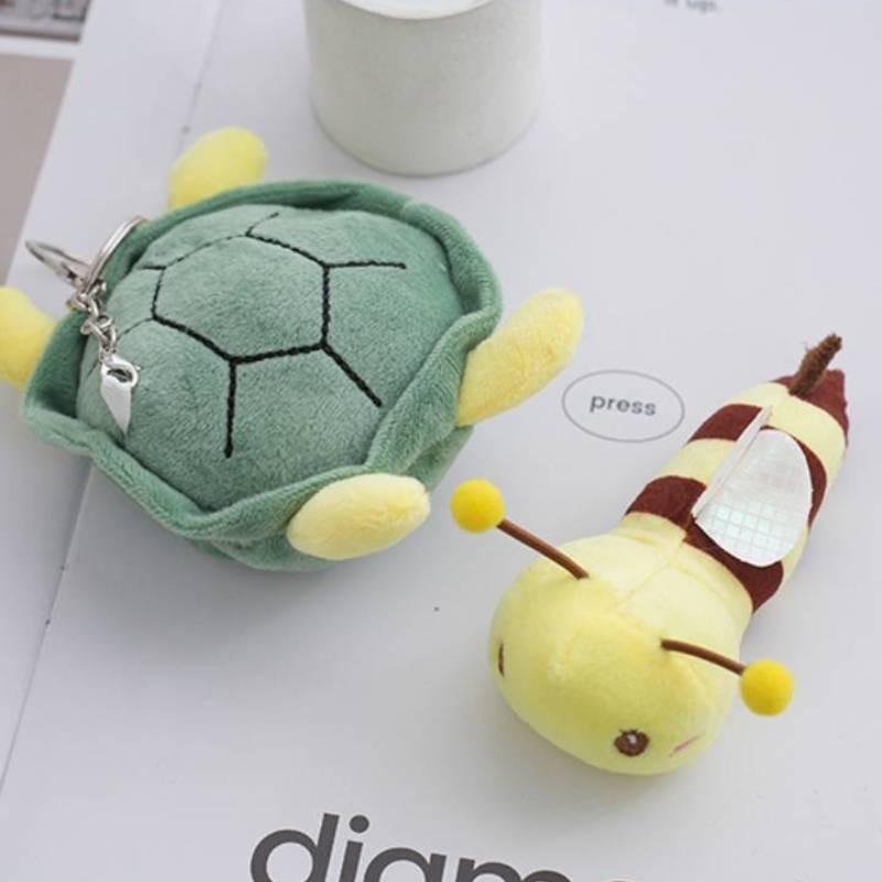 Adorable Plush Turtle Bee Keychain Soft Crystal Velvet Stuffed Animal