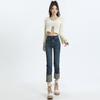 Autumn new elastic pipe pants sweet cool style women's baguette pants small straight pants two colors blue nine-point pants