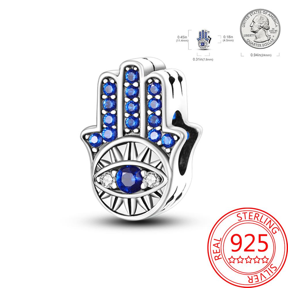 Mysterious Copper Love Evil Eyes Celtic Knot Palm Pendant Beads Safety Clip Fit Brand Bracelet Premium Gift Diy