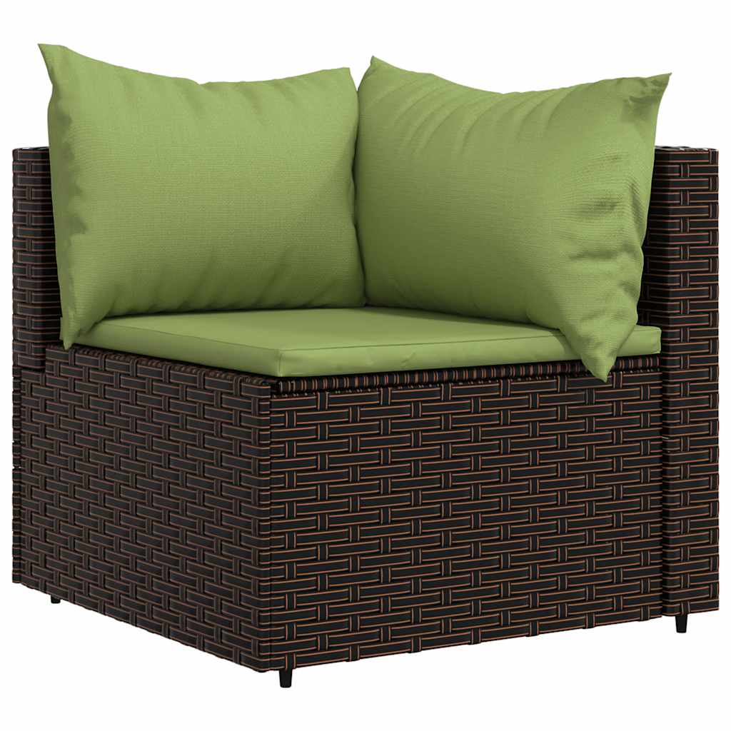 vidaXL 4-tlg. Garten-Lounge-Set mit Kissen Braun Poly Rattan