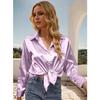Women's Turn Down Collar Long Sleeve Regular Fit Shirt Casual Button Front Blouse