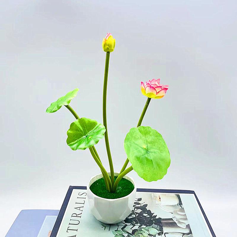 Nelumbo Sp Fake Potted Plant With Plastic Pot For Home Decor And Display Office