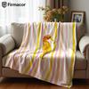 Striped Seahorse Cartoon Anime Print Flannel Blanket Soft Warm Throw for Kids Bedroom Sofa Bed Christmas Office Car