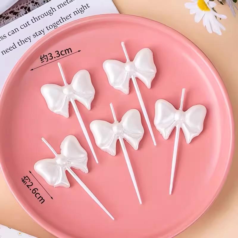 Qixi Valentinstag Kuchenaufsatz Set: Romantische Kerzenverzierungen mit Schleife