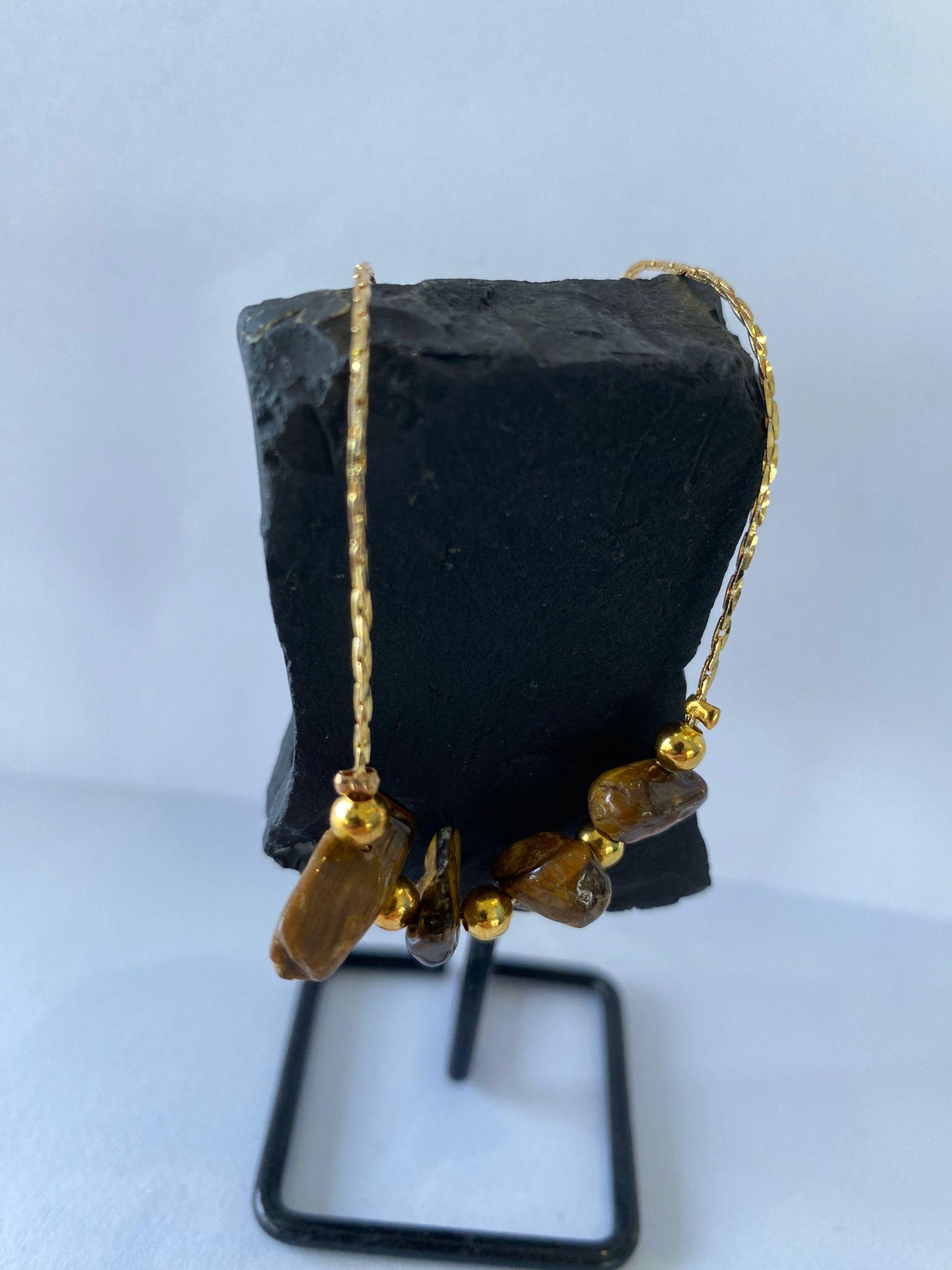 

Натуральный смешанный цвет драгоценного камня чакра знак зодиака шанс золотое ожерелье для девочек-подростков-тигровый глаз