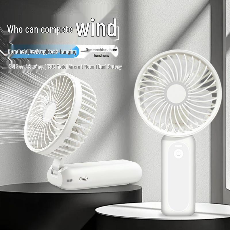 Portable 7-Speed High-Speed Foldable Handheld Neck Fan with Strong Wind and USB Connectivity.