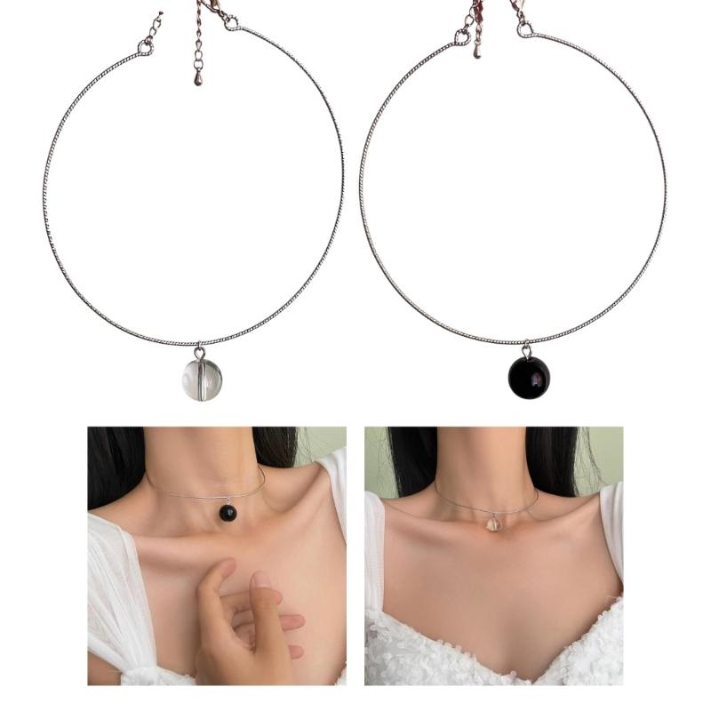 Fashion Acrylic Ball Pendant Metal Necklace for Women Hot Girls Harajuku Niche Necklace Sweet Cool Y2k Jewelry 2023