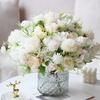 Peony and Rose Bouquet Realistic Silk Artificial Flowers Wedding Bridal Bouquet Home Garden Table Centerpiece Festival Decor