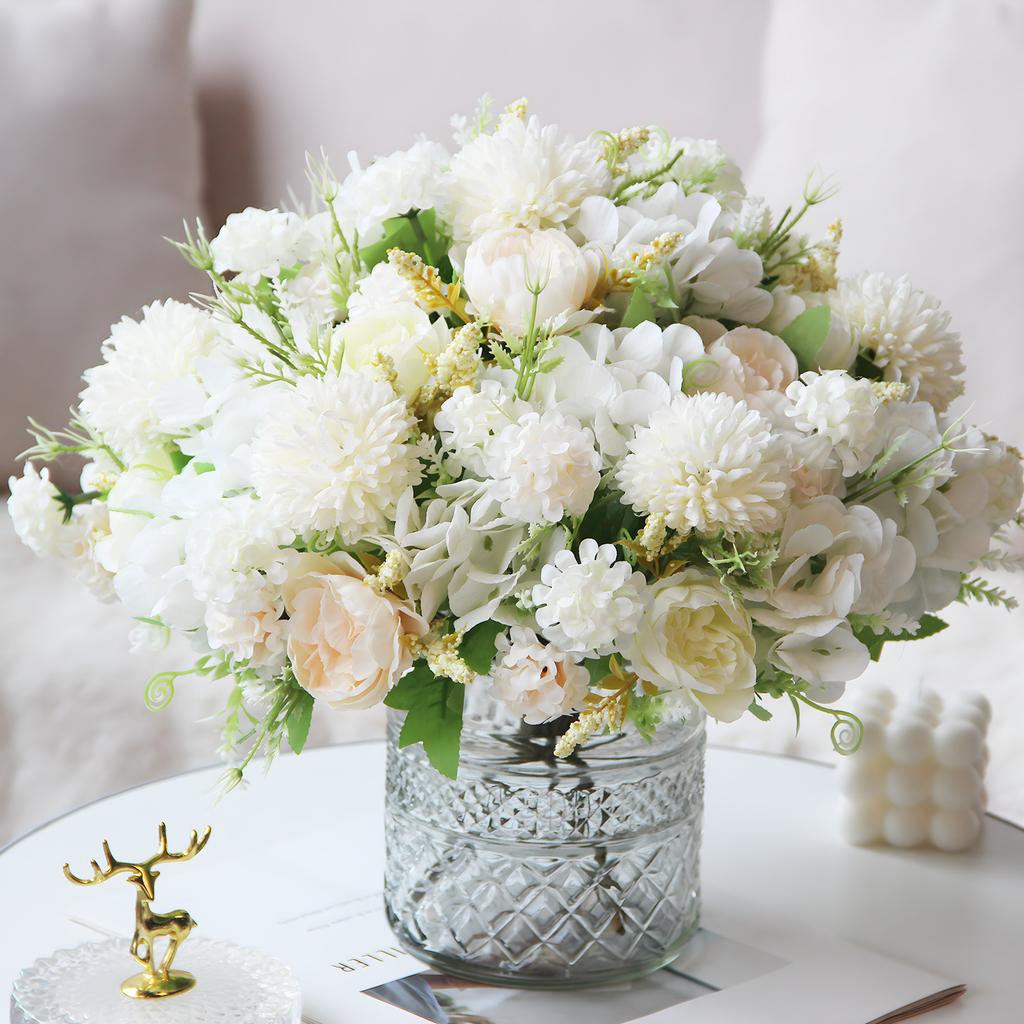 Peony and Rose Bouquet Realistic Silk Artificial Flowers Wedding Bridal Bouquet Home Garden Table Centerpiece Festival Decor