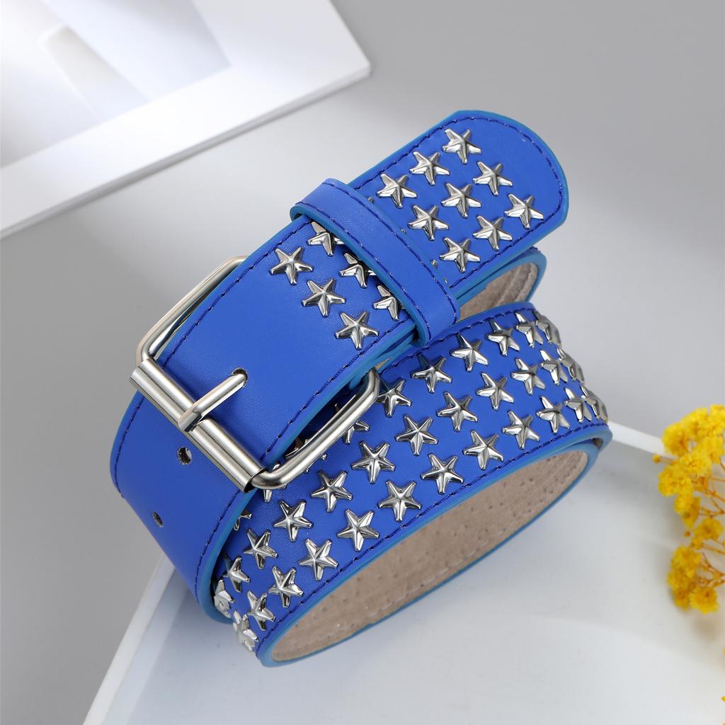 Women'S Studded Punk Pentagram Babes Heavy Industry Jeans Belt Embellished Wide Belt