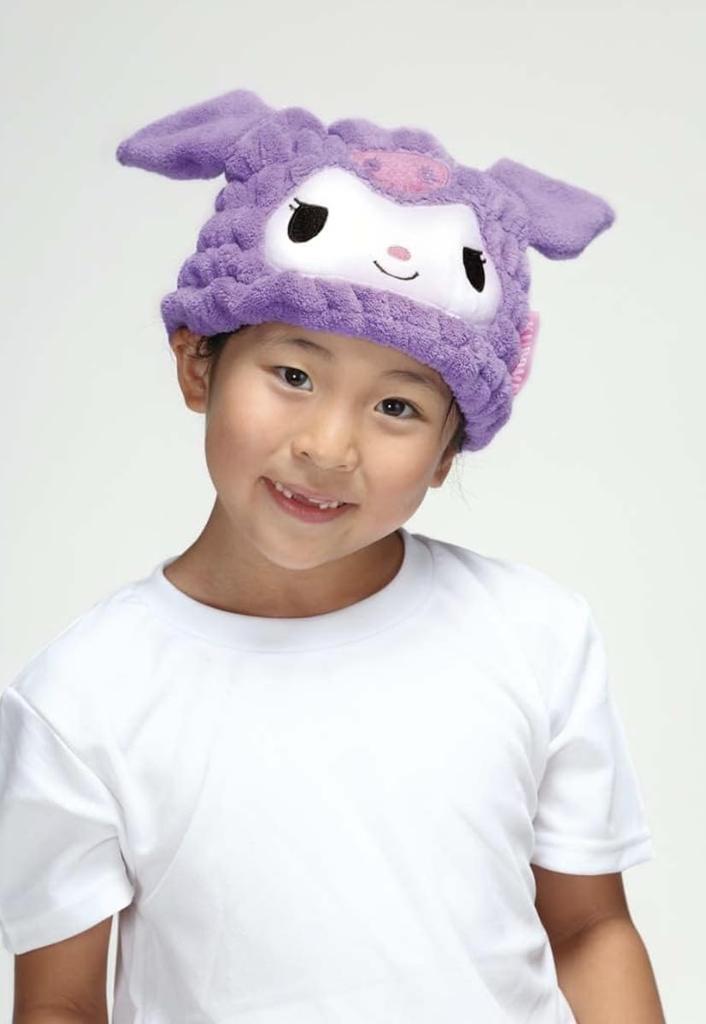 Skater Towel Hair Drying Sanrio Girl TOC11-A Moisture-Absorbent, Quick-Drying Cap, Towel, Kuromi,