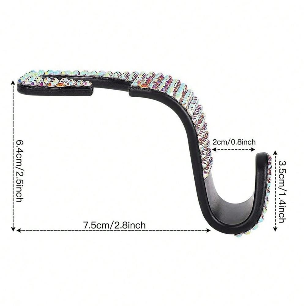 2pcs Artificial Diamond Car Hook, Car Hidden Car Storage Hook Creative Car Seat Hook Hanger Car Accessories For Women