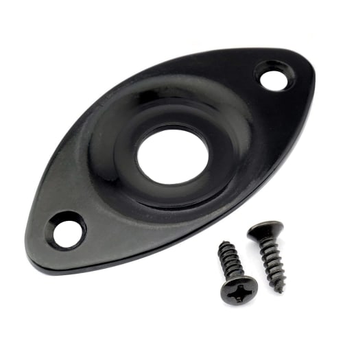 Musiclily Pro Concave Cat's Eye Steel Jack Plate for Curved Dent Electric Guitar/Bass, Black