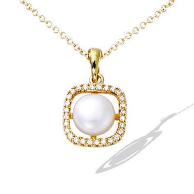 [R7348] - Gold Plated Pendant 'Sissi' White Gold - 10x10 Mm