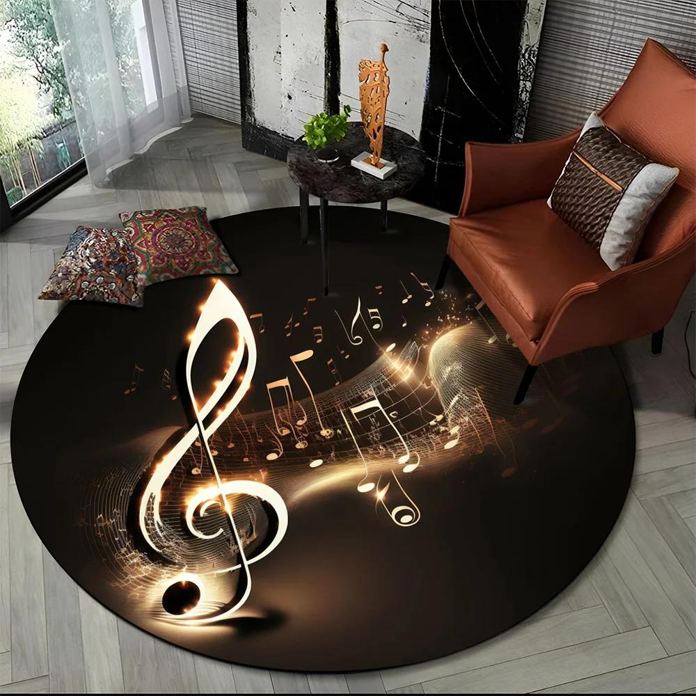 Colorful Musical Note Music Score Cartoon Round Carpet Rug for Living Room Bedroom Kids Playroom Decor,Pet Area Rug Non-slip Mat