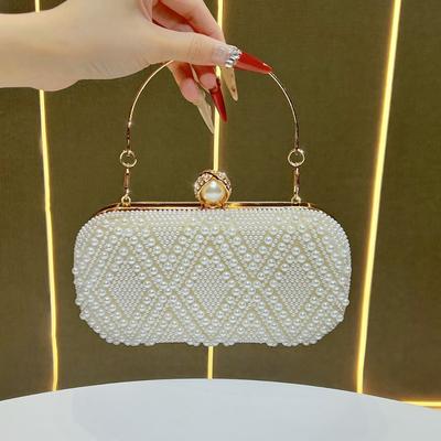 Hochwertige Perlen-Clutch, Abend-Handtasche, Leichte Luxus-Ketten-Umhängetasche