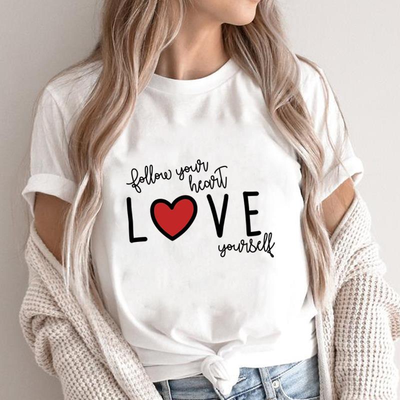 (Asian Size) love style trend Fashion Female Casual Clothing Graphic Tee Women's Top Print O-neck T Short Sleeve T-shirts