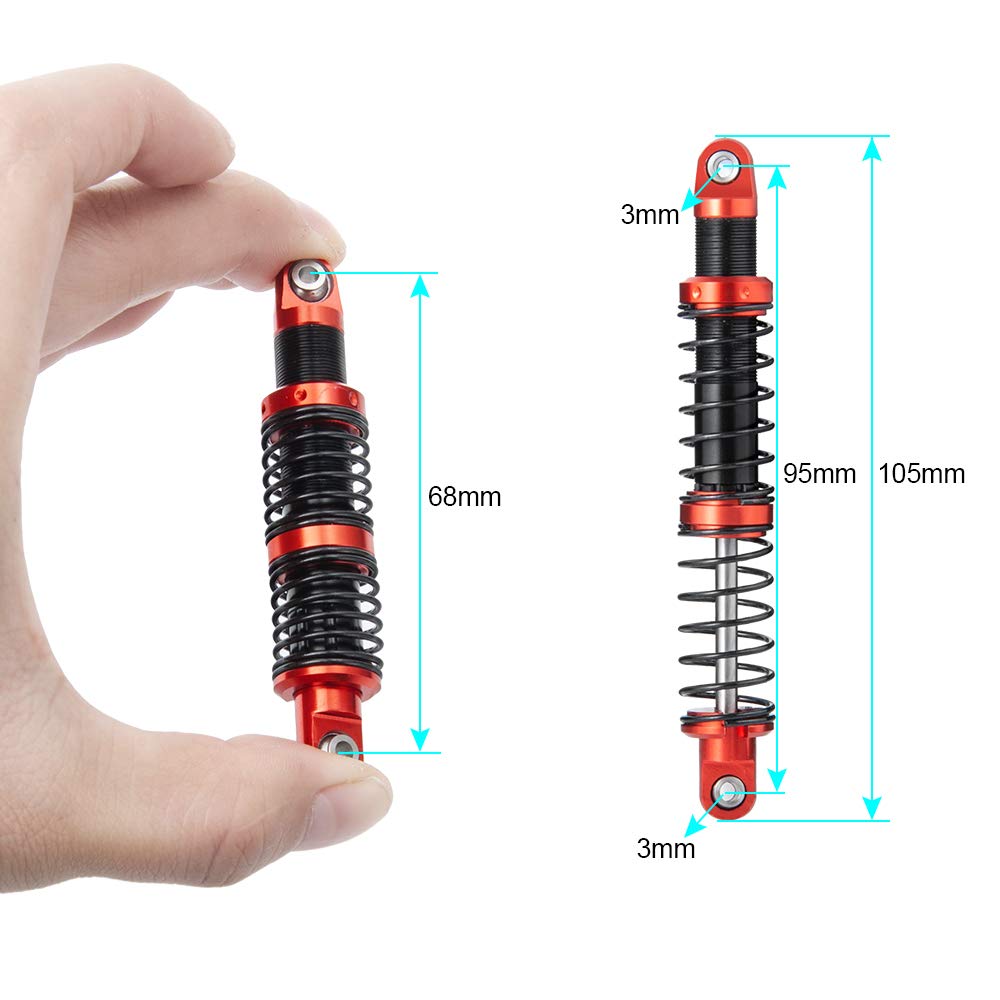 Quatro Amortecedores de Alumínio, Amortecedores YR da IR Racing para SCX10 (90046) para Carros RC Crawler (95 mm)